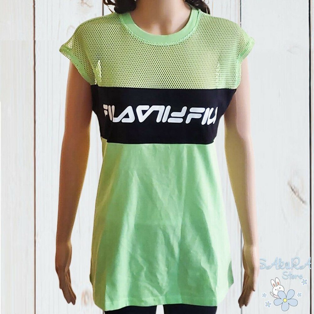 NWT FILA WOMEN'S GREEN SLEEVELESS MESH T-SHIRT L